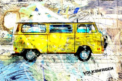 Yellow Surf Van by Lembayung senja studio [Vintage Poster]
