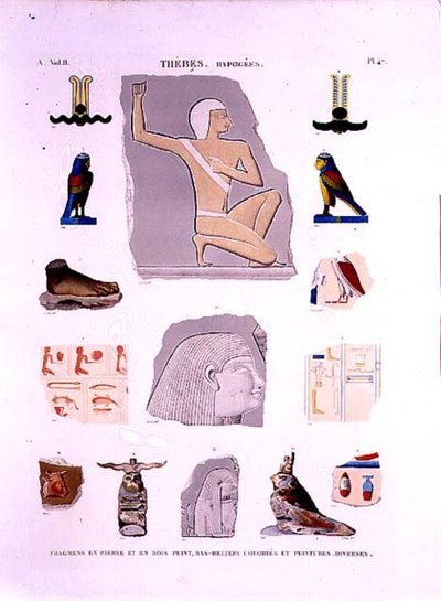 Illustrations of Painted Reliefs on Stone and Wooden Fragments Hypogees, Thebes plate 47 from Vol II of 
