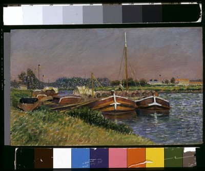 Barges on the Marne at Lagny by Leo Gausson