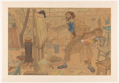 Studio of a Modern Painter (original title on object) by Leo Gestel (signed by artist)