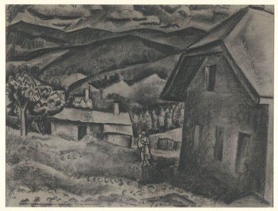 Landscape with Woman with Child in Front of a House by Leo Gestel (signed by artist)