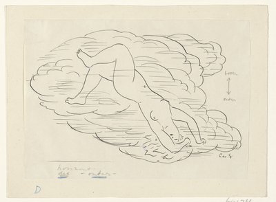 Naked Woman in the Clouds by Leo Gestel (signed by artist)