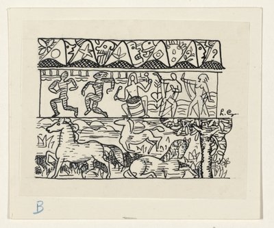 Horses, Dancing People, and Masks by Leo Gestel (signed by artist)