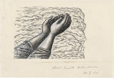 Two Raised Hands Before Clouds by Leo Gestel (signed by artist)