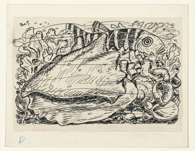 Fish and Shell in the Water by Leo Gestel (signed by artist)