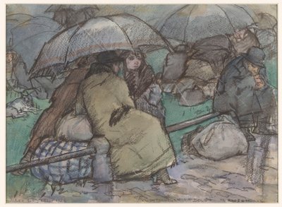 Refugees from Belgium in Roosendaal by Leo Gestel (signed by artist)