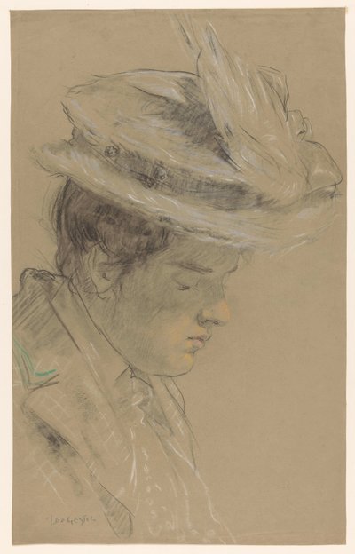Woman with Hat, Looking Down by Leo Gestel (signed by artist)