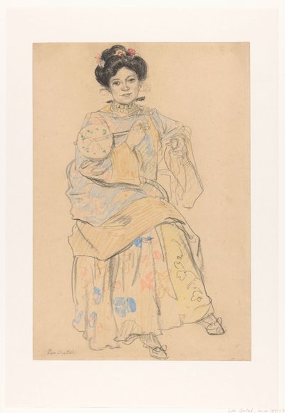 Seated Woman in Japanese Clothing by Leo Gestel (signed by artist)