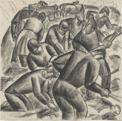Potato Diggers at Work in the Field by Leo Gestel