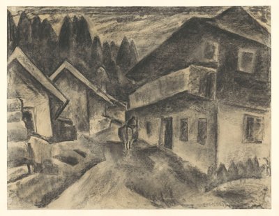 Village Scene with Man and Cow on Village Road by Leo Gestel