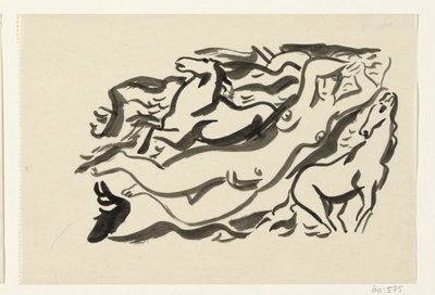 Naked Woman and Two Horses in the Sea by Leo Gestel