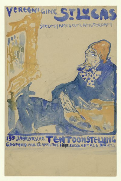 Design for the Poster of the 19th Annual Exhibition of Vereening St. Lukas at the Stedelijk Museum in Amsterdam by Leo Gestel
