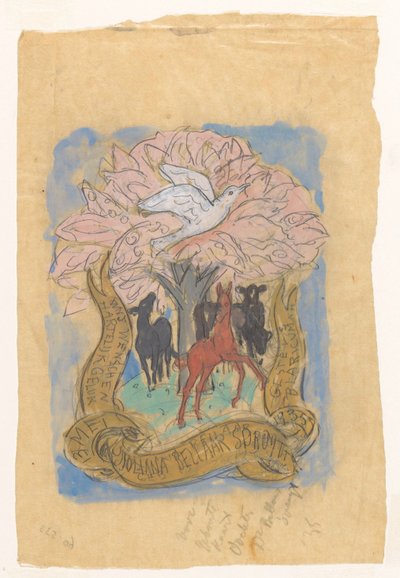 Design Drawing for a Birth Congratulations for Juliana Bellaar Spruyt by Leo Gestel