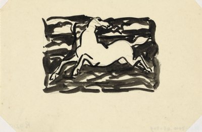 Jumping Horse with Head Turned Back in a Frame with Waves in the Background by Leo Gestel