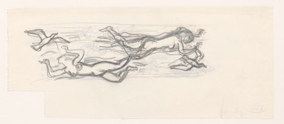 Floating Naked Women in the Air Among Seagulls by Leo Gestel