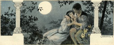 Couple Embracing in the Light of the Moon by Leo Kainradl