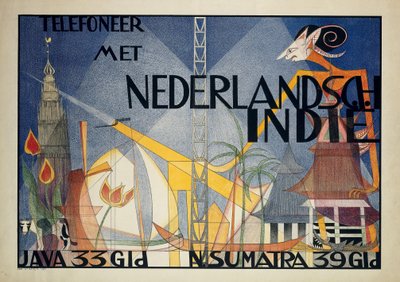 Poster Telephone with the Dutch East Indies by Leo Visser