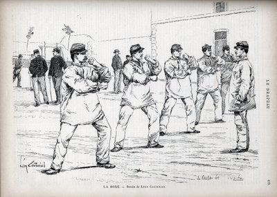 La Boxing - French Armees - drawing by Leon Couturier (1842-1935) - for 