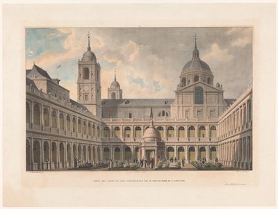 View of the Patio de los Evangelistas of the Monasterio de San Lorenzo de El Escorial by Leon Auguste Asselineau
