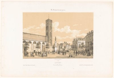 View of the Place Bisson in Lorient (Contemporary France) by Leon Auguste Asselineau