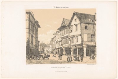 View of the Place des Cordeliers in Dinan by Leon Auguste Asselineau