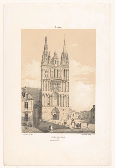 View of the Cathedral of Angers (Contemporary France) by Leon Auguste Asselineau