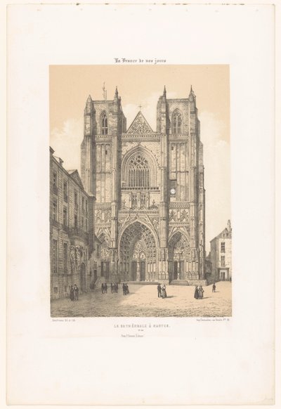 View of the Cathedral of Saint Peter and Saint Paul in Nantes (Contemporary France) by Leon Auguste Asselineau