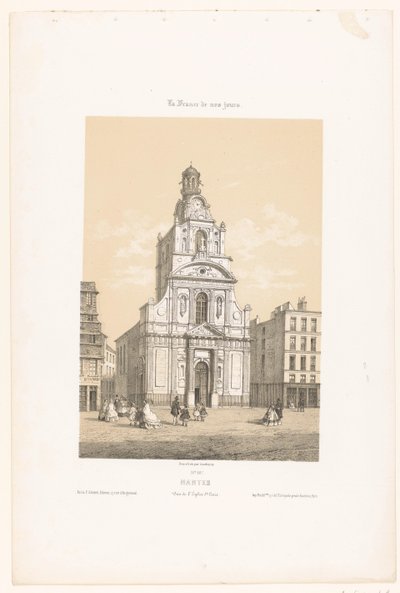 View of the Sainte-Croix Church in Nantes by Leon Auguste Asselineau