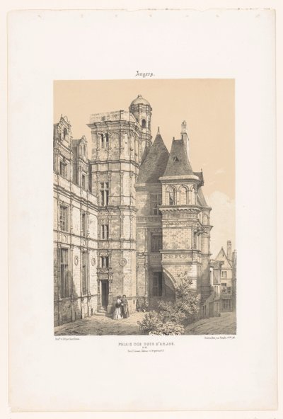 View of part of the castle of Angers (Contemporary France) by Leon Auguste Asselineau