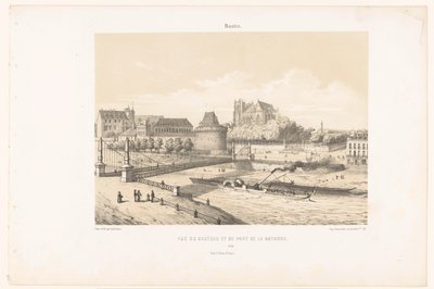View of the Castle and the Pont de la Rotonde over the Loire in Nantes (Contemporary France) by Leon Auguste Asselineau