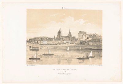 View of the hospital of Blois from the other side of the Loire (Contemporary France) by Leon Auguste Asselineau