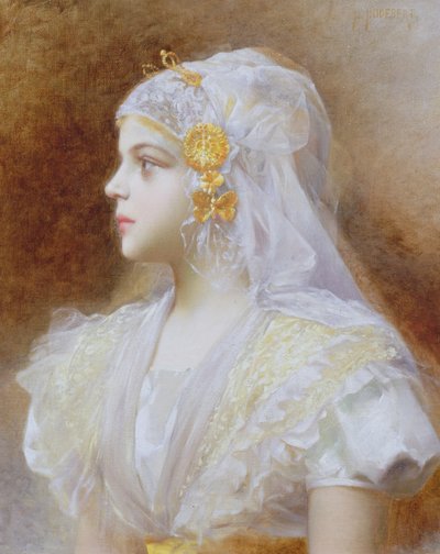 Portrait of a Girl by Leon Auguste Cesar Hodebert