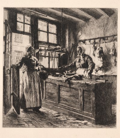 Interior of a Butcher Shop by Leon Augustin Lhermitte