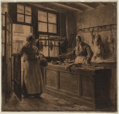 Interior of a Butcher Shop by Leon Augustin Lhermitte