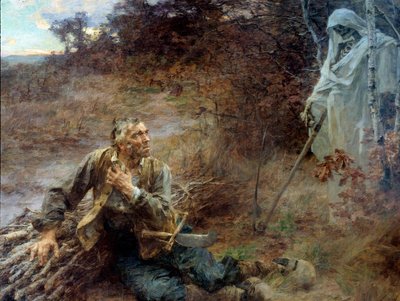 The Death and the Woodman. Illustration for the Fable by Jean de La Fontaine by Leon Augustin Lhermitte