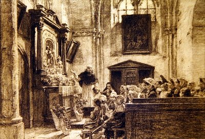 The Month of Mary at Charteve: May by Leon Augustin Lhermitte