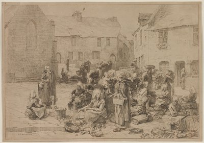 The Apple Market at Landerneau by Leon Augustin Lhermitte