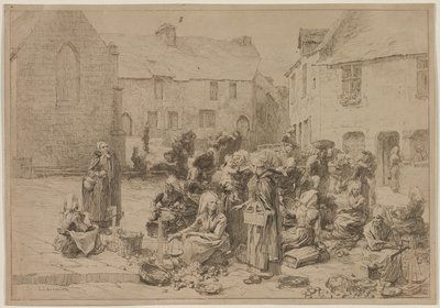 The Apple Market at Landerneau, 1878 by Leon Augustin Lhermitte