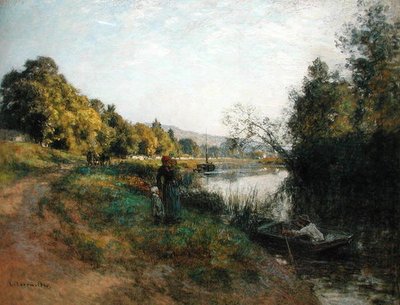 The Banks of the Marne, Return of the Fisherman, c.1907 by Leon Augustin Lhermitte