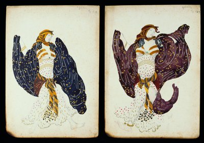 A pair of costume designs for female dancers from 