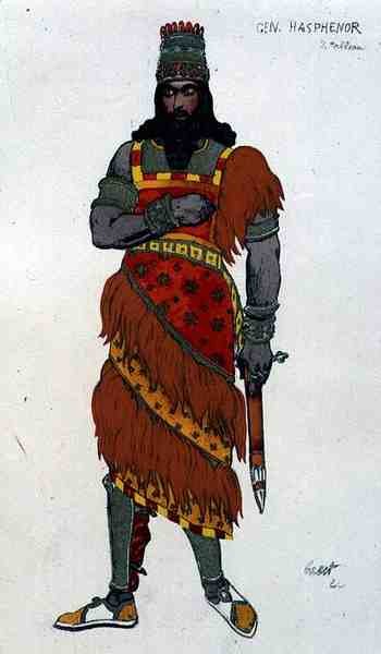 Costume design for General Hasphenor, from Judith by Leon Bakst