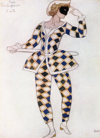 Costume design for Harlequin, from Sleeping Beauty by Leon Bakst