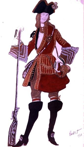 Costume design for Prince Charming Hunting, from Sleeping Beauty by Leon Bakst