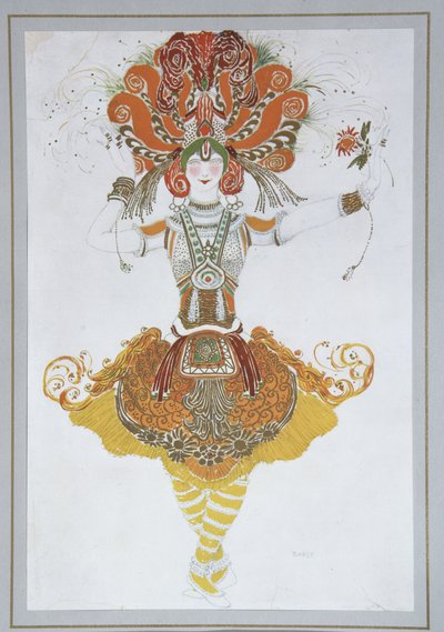 Costume design for Tamara Karsavina in the ballet The Firebird by I. Stravinsky, 1909-1910 by Leon Bakst