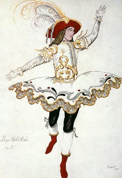 Costume design for The Pageboy of the Fairy Humming Bird, from Sleeping Beauty by Leon Bakst