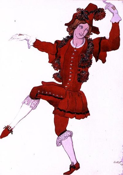 Costume design for a Pageboy of the Fairy Mountain-Ash, from Sleeping Beauty by Leon Bakst
