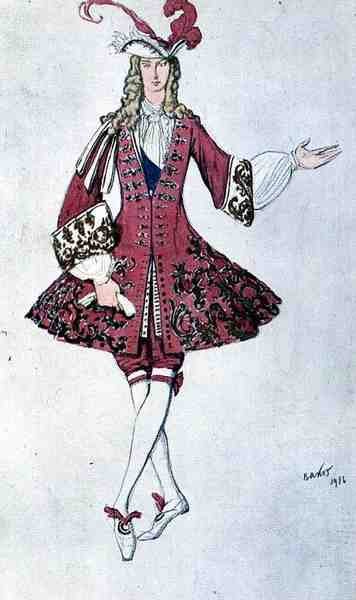 Costume for a page, in the style of Ludwig XIV, from Aladdin by Leon Bakst