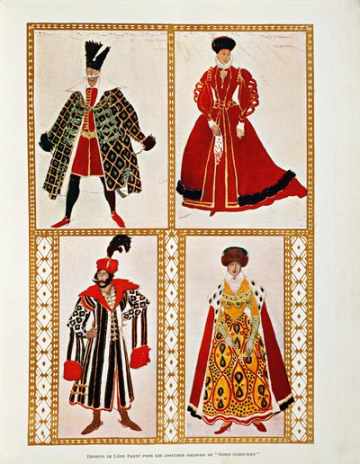Costumes for the Polonaise Boris Godunov by Modest Mussorgsky by Leon Bakst