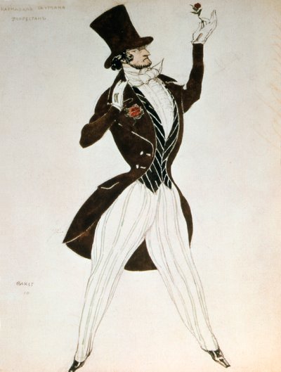 Florestan, design for a costume for the ballet Carnival composed by Robert Schumann, 1919 by Leon Bakst