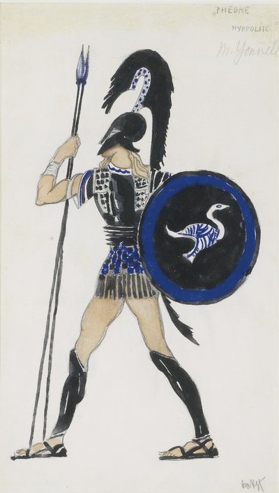 Hippolyte. Costume design for the Ballet Phèdre, ca 1923 by Leon Bakst